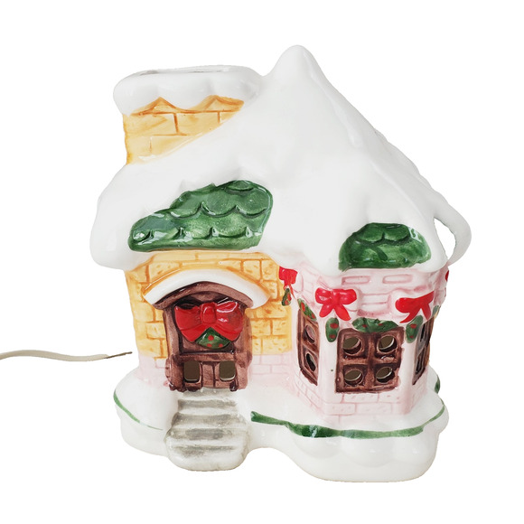 Vintage Light Up Electric Ceramic Christmas Snow Village House by ONI Working - Picture 2 of 10